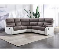 Sofá rinconera relax gris y blanco de microfibra y piel sintética TOLZANO