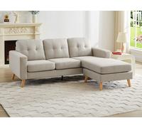 Sofá rinconera reversible de tela beige BARTOLOME