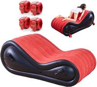 Sofá sexual inflable con kit de puños para BDSM y juego de bondage, muebles de juego sexual para parejas, soporte de posición más profunda, juguetes alternativos para adultos, almohadilla de amor