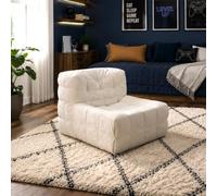 Sofá Sillón Puf Compressé Xandra 80 cm Beige Poliéster Terciopelo | Práctico formato comprimido, comodidad mullida y envolvente, revestimiento de terciopelo suave, altura del asiento 38 cm