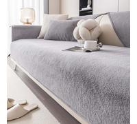 Sofá sin Deslizamiento, Cubierta de sofá de Tela de Terciopelo de visón Suave y cálido, Protector de Muebles de Felpa Lavables de L/U para Sala de Estar para Sala de Estar Gray 110x210cm