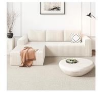Sofá sin huesos, sofá comprimido, sofá de pana en forma de L, sofá modular modular sin huesos, suave y cómodo, para sala de estar, dormitorio, beige