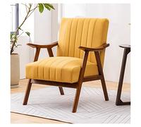 Sofá tapizado amarillo para sala de estar y oficina, elegante sillón acolchado con marco de madera y cojín de tela tecnológica, perfecto para leer y descansar