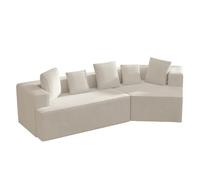 Sofá totalmente comprimido sin marco, 312 cm de longitud, tejido cómodo hecho a medida, diseño de nubes, diseño modular, embalaje totalmente comprimido, no requiere montaje (blanco crema).