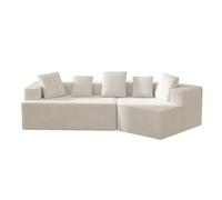 Sofá totalmente comprimido sin marco de 312 cm de largo, tejido cómodo hecho a medida, diseño de nubes, diseño modular, embalaje totalmente comprimido, no requiere montaje (gris).