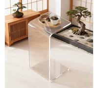 SOFACHEN Mesa Auxiliar Sofa En Forma De C, Mesas Auxiliars De Acrílico Transparente, Se Puede Colocar Horizontal O Verticalmente, Mesillas De Noche para Dormitorio, Salón(Clear,55cm)