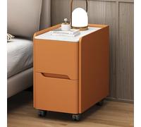SOFACHEN Mesilla de Noche Moderna, Mesitas de Noche con Ruedas, Mesa Auxiliar Pequeñas con 2 Cajones y Mango Invisible, Extremo del Sofá para Dormitorio, para Cualquier Cama y Dormitorio(Orange,35cm)