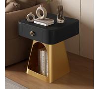 SOFACHEN Mesita de Noche de Metal, Mesilla de Noche con 1 Cajones Grandes y Compartimento Abierto, Diseño de Base arqueada, Mesa Auxiliar Pequeña para Dormitorio, Sala de Estar, Pasillo(Color H,50cm)