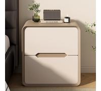 SOFACHEN Mesita de Noche Moderna, Mesa Auxiliar Cajonera, Mesitas de Café con 2 Cajones Grandes y Mango Invisible, Mesillas de Noche para Cualquier Cama y Dormitorio, Robusta y Estable(Khaki,40cm)