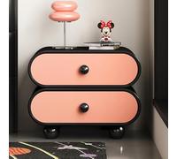 SOFACHEN Mesita de Noche Moderna, Mesa Auxiliar, Mesitas de Centro de Salón con 2 Cajones y Mango de Metal, Diseño de Base esférica, Mesillas de Noche para Cualquier Cama y Dormitorio(Pink,45cm)