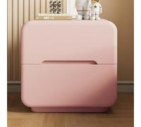 SOFACHEN Mesita de Noche Moderna, Mesilla de Noche con 2 Cajones Grandes y 1 Mango Oculto, Mesa Auxiliar Robusta y Estable, Mesa Auxiliar Pequeña para Dormitorio, Oficina, Salón, Natural(Pink,35cm)
