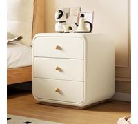 SOFACHEN Mesitas de Noche de Madera, Mesa de Sofá, Mesilla de Noche Pequeñas con Mango Redondo y 3 Cajones, Mesita Auxiliar para Espacios Pequeños, Adecuada para Oficinas, Dormitorios(Beige,50cm)