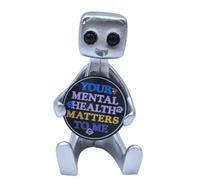sofarefinish Bonita figura de robot pequeña con eslogan, Your Anxiety is A Lying H*e', decoración de escritorio de oficina (Your Mental Health Matters to Me), color plateado