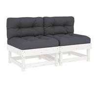 Sofás centrales con cojines 2 PCS. Madera maciza de pino blanco - Muebles de jardín duraderos para terraza y jardín - Perfecto para jardines pequeños y grandes
