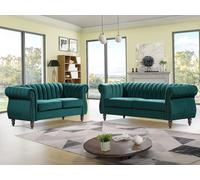 Sofás chesterfield de 3 plazas y 2 plazas de terciopelo verde esmeralda TRUMBO