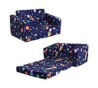 Sofás Plegables para niños con Respaldo Sillón 2 en 1, Sillón Infantil Cómoda Estable Ligero con Bolsillo de Tela, Sofá Cama Asiento para Bebé para Dormitorio Sala de Juegos, Planeta Cohete
