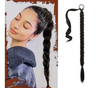 Sofeiyan Extensión de Coleta Trenzada con Coletero 66cm Extensiones de Pelo Largo Liso Trenza Coleta Postizos de pelo Sintéticos Naturales para Mujer
