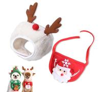 Sofenthiss Adorable Christmas Tree Pom-Pom Hat, Cat and Dog Christmas Tree Pom Pom Hat, Adorable Christmass Trees Pom-Pom Hats and Bib for Pet (Style C,L)