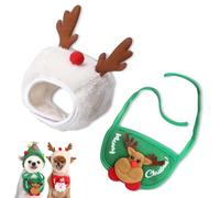 Sofenthiss Adorable Christmas Tree Pom-Pom Hat, Cat and Dog Christmas Tree Pom Pom Hat, Adorable Christmass Trees Pom-Pom Hats and Bib for Pet (Style D,L)