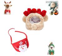 Sofenthiss Adorable Christmas Tree Pom-Pom Hat, Christmas Sets for Cats and Dogs, Adorable Christmass Trees Pom-Pom Hats and Bib for Pet (Santa Claus B,Large)