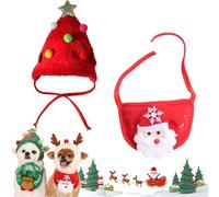 Sofenthiss Adorable Christmas Tree Pom-Pom Hat, Christmas Tree Hat for Pets, Dog Christmas Hat, Cat Christmas Hat, for Small Dogs Cats Pets Santa Gifts (A, S)