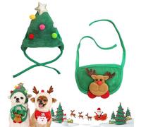 Sofenthiss Adorable Christmas Tree Pom-Pom Hat, Christmas Tree Hat for Pets, Dog Christmas Hat, Cat Christmas Hat, for Small Dogs Cats Pets Santa Gifts (B, M)
