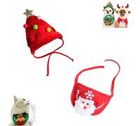 Sofenthiss Adorable Christmas Tree Pom-Pom Hat, Christmas Tree Hat Pom Poms for Dogs & Cats (S-3)