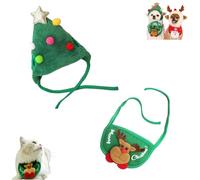 Sofenthiss Adorable Christmas Tree Pom-Pom Hat, Christmas Tree Hat Pom Poms for Dogs & Cats (S-4)