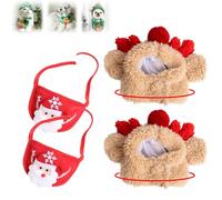 Sofenthiss Adorable Christmas Tree Pom-Pom Hat, Dog Christmas Tree Pom Pom Hat, For Small & Medium Pet (Brown*2,L)