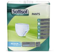 Soffisof Air Dry Pants Plus M - 14 mutande assorbenti per anziani - incontinenza uomo e donna - assorbenza 6 gocce - taglia Medium (70-110 cm) - confezione singola.
