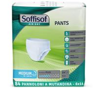 Soffisof Air Dry Pants Plus M - 84 mutande assorbenti per anziani - incontinenza uomo e donna - 6 confezioni da 14 pezzi - assorbenza 6 gocce - taglia Medium (70-110 cm).