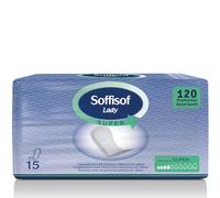 Soffisof Classic Lady Super - 120x Compresas Incontinencia Mujer - 8 Paquetes de 15 Protectores Postparto Incontinencia Mujer - Absorción hasta 4 Gotas