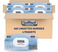 Soffisof - Toallitas higiénicas para adultos, XL - 160 toallitas limpiadoras corporales - Adultos, ancianos, pacientes con alimento - 160 Soffisof extra grandes, 4 paquetes