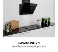 Sofia 60 Campana extractora de 300 m³/h Panel de control táctil Parte frontal de vidrio Negra