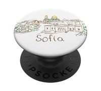 Sofía Bulgaria - Recuerdo de Viaje de Ciudad histórica, Regalo panorámico PopSockets PopGrip Adhesivo
