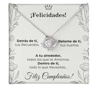 SOFIA FERRER Regalo Cumpleaños Mujer, Collar de Plata, Regalo 40, 50, 60 Años Mujer, Colgante y Tarjeta Dedicatoria, Regalos Originales de Cumpleaños, Hermana, Mama, Amiga (Felicidades)