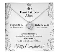 SOFIA FERRER Regalo Cumpleaños Mujer, Collar de Plata, Regalo 40 Años Mujer, Colgante y Tarjeta Dedicatoria, Regalos Originales de Cumpleaños, Hermana, Mama, Amiga (40 Años)