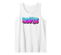 Sofia Graffiti Nombre Personalizado Azul Rosa Letras Camiseta sin Mangas