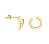 SOFIA MILANI - Pendientes para Mujeres en Plata de Ley 925 - Chapados en Oro - Pendiente de Botón de Círculo Curvo - E1228