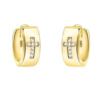 SOFIA MILANI - Pendientes para Mujeres en Plata de Ley 925 - Chapados en Oro y con Circonitas - Creole de Cruz - E2163