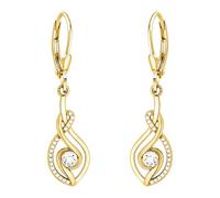 SOFIA MILANI - Pendientes para Mujeres en Plata de Ley 925 - Chapados en Oro y con Circonitas - Pendiente Colgante de Óvalo curvo - E3099