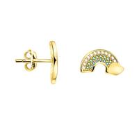 SOFIA MILANI - Pendientes para Mujeres en Plata de Ley 925 - Chapados en Oro y con Circonitas - Pendiente de Botón de Arco Iris - E2311