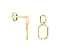 SOFIA MILANI - Pendientes para Mujeres en Plata de Ley 925 - Chapados en Oro y con Circonitas - Pendiente Colgante de Oval - E1348
