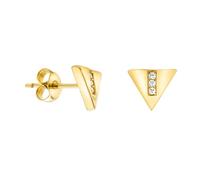 SOFIA MILANI - Pendientes para Mujeres en Plata de Ley 925 - Chapados en Oro y con Circonitas - Pendiente de Botón de Triángulo - E1282