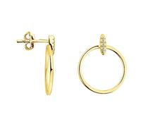SOFIA MILANI - Pendientes para Mujeres en Plata de Ley 925 - Chapados en Oro y con Circonitas - Pendiente de Botón de Barra Circular - E2023