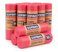 SOFIBAS 25 Rollos de Bolsas de Basura 30L (375 Unidades) con Autocierre | Resistentes, Prácticas e Higiénicas | Ideal para Uso Doméstico | Bolsas de Plástico | Económicas