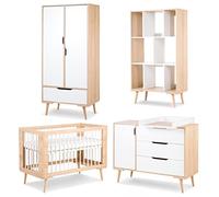 SOFIE Habitación bebé completa Cambiador Armario Biblioteca y Cama 120X60 Haya