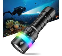 Sofirn SD08 - Lámpara de buceo LED recargable, 3200 lúmenes, muy brillante, con anillo de posición LED, 4 modos, IPX8, resistente al agua para buceo nocturno, fotografía subacuática y uso diario