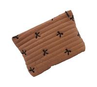 Sofisticada bolsa de maquillaje con diseños de lazo, bolsa de cosméticos con múltiples compartimentos, diseño único de lazo, contenedor de almacenamiento de maquillaje, Khaki
