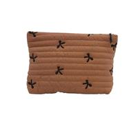 Sofisticada bolsa de maquillaje con diseños de lazo, bolsa de cosméticos con múltiples compartimentos, diseño único de lazo, contenedor de almacenamiento de maquillaje, Khaki
